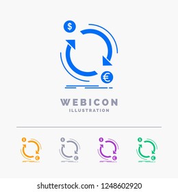 exchange, currency, finance, money, convert 5 Color Glyph Web Icon Template isolated on white. Vector illustration