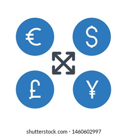 exchange currency glyph colour vector icon
