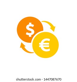 Exchange currency icon vector template. dollar to euro exchange currency sign design