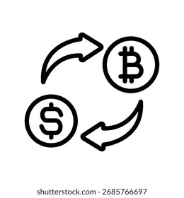 Exchange Currency Line Icon , Vektor, Pixel perfekt, Illustratordatei 