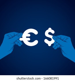 exchange currency symbol euro and dollar vector