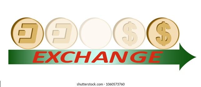 exchange dash coin to dollar, design concept , coins dash and dollar under green arrow with word exchange ,icon and simbol currensy design on a white background