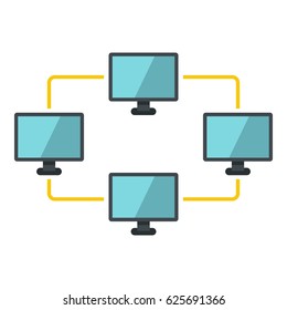 Exchange of data between computers icon flat isolated on white background vector illustration