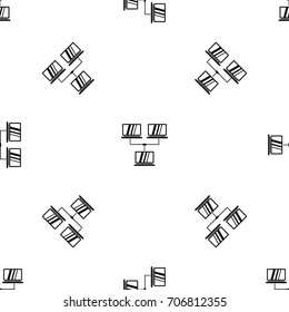 Exchange of data between computers pattern repeat seamless in black color for any design. Vector geometric illustration