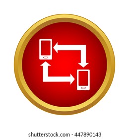 Exchange of data between two phones icon in simple style on a white background