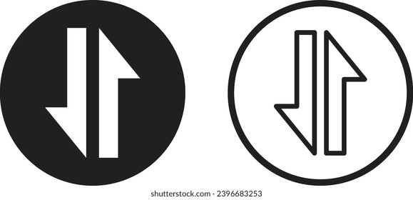Exchange data icon set in two styles isolated on white background . Transfer data icon vector