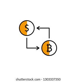 exchange, dollar, bitcoin, cryptocurrency icon. Element of color finance. Premium quality graphic design icon. Signs and symbols collection icon for websites