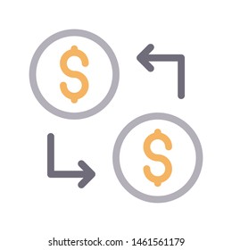 exchange dollar colour line vector icon