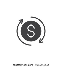 Exchange dollar currency vector icon. filled flat sign for mobile concept and web design. Dollar with arrows simple solid icon. Symbol, logo illustration. Pixel perfect vector graphics