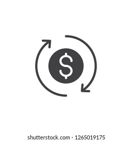 Exchange dollar currency vector icon. filled flat sign for mobile concept and web design. Dollar with transfer arrows simple solid icon. Symbol, logo illustration. Pixel perfect vector graphics