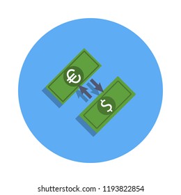 exchange of the dollar for the euro colored icon in badge style. One of Banking collection icon can be used for UI, UX