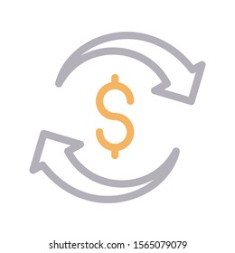 exchange dollar vector colour line icon 