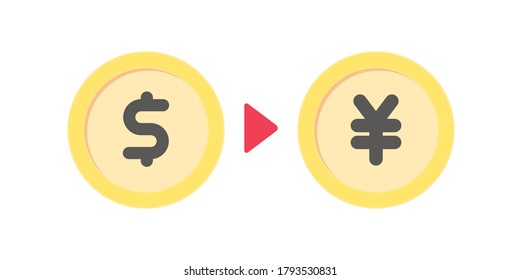 Exchange dollar to yen vector illustration icon