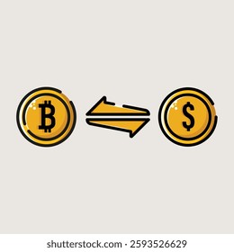 exchange dollars to bitcoins icon vector illustration, suitable for web