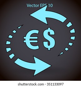 exchange dollars and euros vector illustration