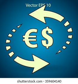 exchange dollars and euros vector illustration