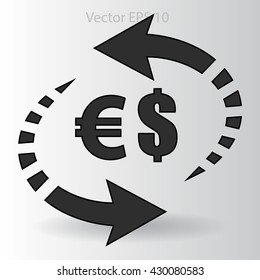exchange dollars and euros vector illustration
