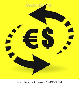 exchange dollars and euros vector illustration