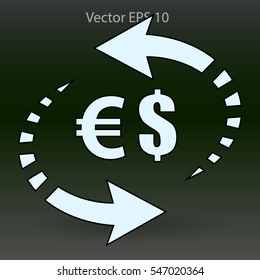 exchange dollars and euros vector illustration
