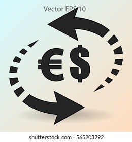 exchange dollars and euros vector illustration