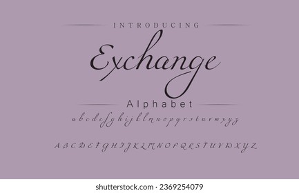 Exchange Elegant Font Uppercase Lowercase and Number. Classic Lettering Minimal Fashion Designs. Typography modern serif fonts regular decorative vintage concept. vector illustration