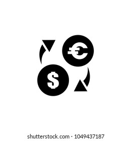 Exchange Euro and Dollar. Flat Vector Icon. Simple black symbol on white background