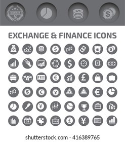 Exchange and finance icon set, clean vector