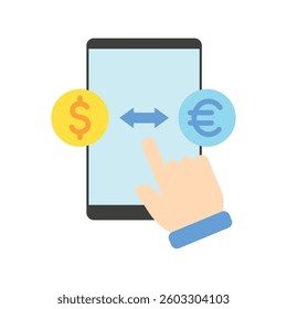 Exchange flat color icon, mini illustration. use for economy, business, finance, ecommerce, payment service UI, UX kit, app and web development, digital or print.