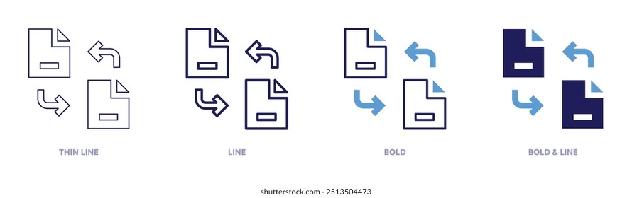 Icono de carpeta de Exchange en 4 estilos diferentes. Línea delgada, línea, negrita y línea negrita. Estilo duotono. Trazo editable.