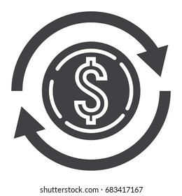Exchange glyph icon, business and finance, dollar sign vector graphics, a solid pattern on a white background, eps 10.