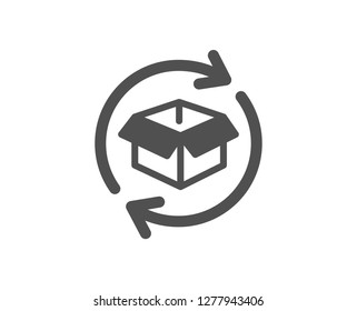 Exchange of goods icon. Return parcel sign. Package tracking symbol. Quality design element. Classic style icon. Vector