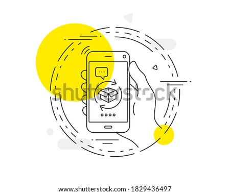 Exchange of goods line icon. Mobile phone vector button. Return parcel sign. Package tracking symbol. Return parcel line icon. Abstract concept badge. Vector