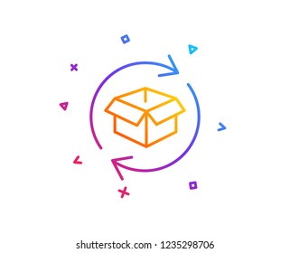 Exchange of goods line icon. Return parcel sign. Package tracking symbol. Gradient line button. Return parcel icon design. Colorful geometric shapes. Vector