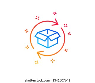Exchange of goods line icon. Return parcel sign. Package tracking symbol. Gradient design elements. Linear return parcel icon. Random shapes. Vector