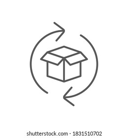 Icono de línea de intercambio de mercancías. Devuelve el signo de paquete. Símbolo de seguimiento de paquetes. Elemento de diseño. Vector