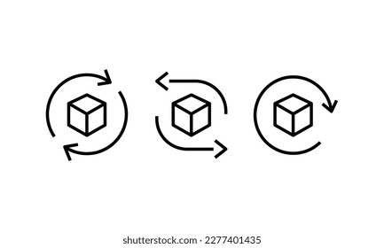 Exchange of goods line icon. Return parcel sign. Package tracking symbol. product recall Return Cargo box delivery Arrow Back Shipping Returnable vector symbol logo illustration editable stroke logo