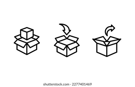 Austausch von Waren Linie Symbol. Paketzeichen zurückgeben. Paketverfolgungssymbol. Rückrufaktion Rücknahme Ladungsbox-Lieferung Rücksendung Rücksendung Rückstellbare Vektorsymbol-Illustration bearbeitbares Schlaganfalllogo