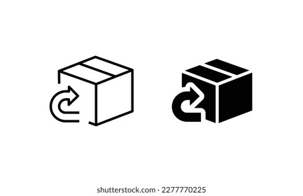 Icono de línea de intercambio de mercancías. Devuelve el signo de paquete. Símbolo de seguimiento de paquetes. recuperación de productos Retorno Entrega de caja de carga Flecha atrás Envío Retorno Símbolo de vectores regresable ilustración de logo trazo editable