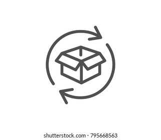 Exchange of goods line icon. Return parcel sign. Package tracking symbol. Quality design element. Editable stroke. Vector