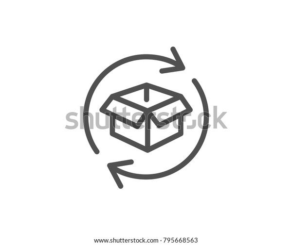 Exchange\
of goods line icon. Return parcel sign. Package tracking symbol.\
Quality design element. Editable stroke.\
Vector