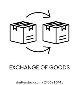 Exchange of goods line vector icon with editable stroke