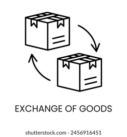 Exchange of goods line vector icon with editable stroke