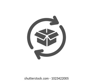 Exchange of goods simple icon. Return parcel sign. Package tracking symbol. Quality design elements. Classic style. Vector