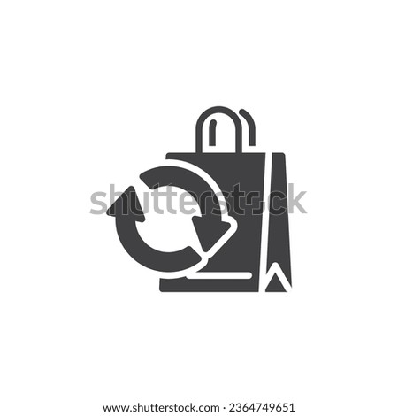 Exchange of goods vector icon. Shopping bag with arrows filled flat sign for mobile concept and web design. Easy returns glyph icon. Symbol, logo illustration. Vector graphics