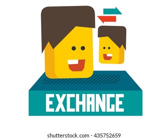Exchange graphic. Flat vector illustration.