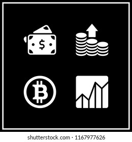exchange icon. 4 exchange vector set. line chart, bitcoin internet money, dollar and coins icons for web and design about exchange theme