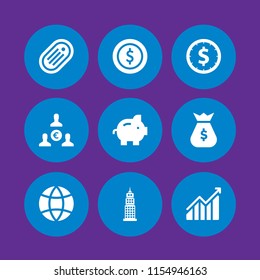 exchange icon. 9 exchange set with coin, global, token and euro vector icons for web and mobile app