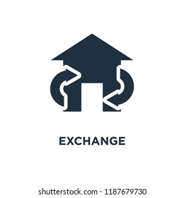 Exchange icon. Black filled vector illustration. Exchange symbol on white background. Can be used in web and mobile.