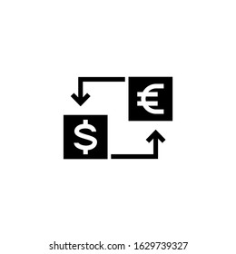 Exchange icon in black flat shape icon style design isolated on white background