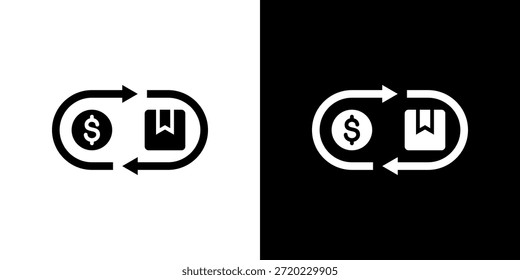 Icono de intercambio relleno en blanco y negro.